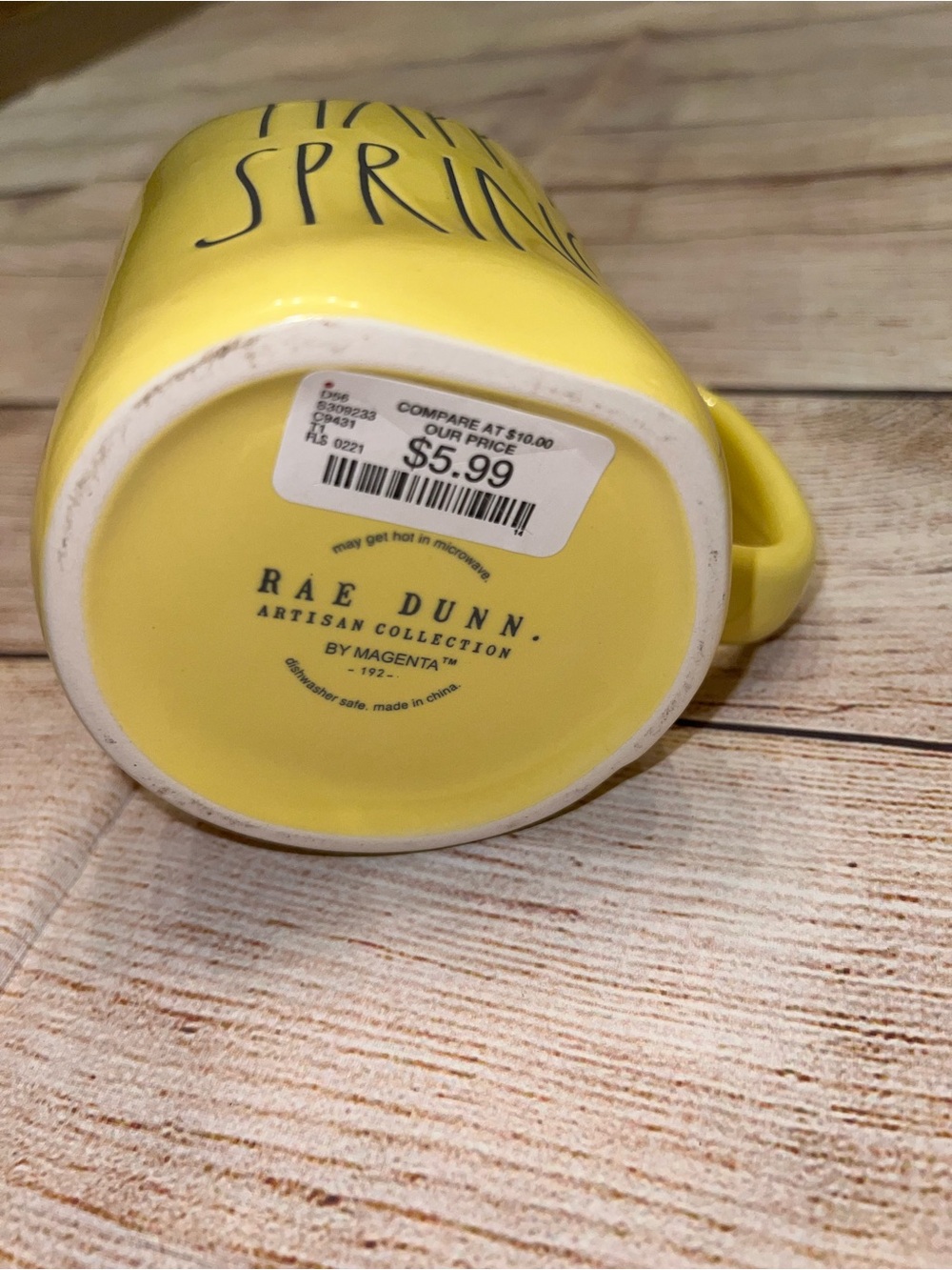 NWT Rae Dunn Yellow "Happy Spring" Ceramic Mug - Picture 6 of 6
